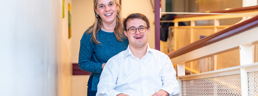 central coast disability worker with mentally disabled man smiling